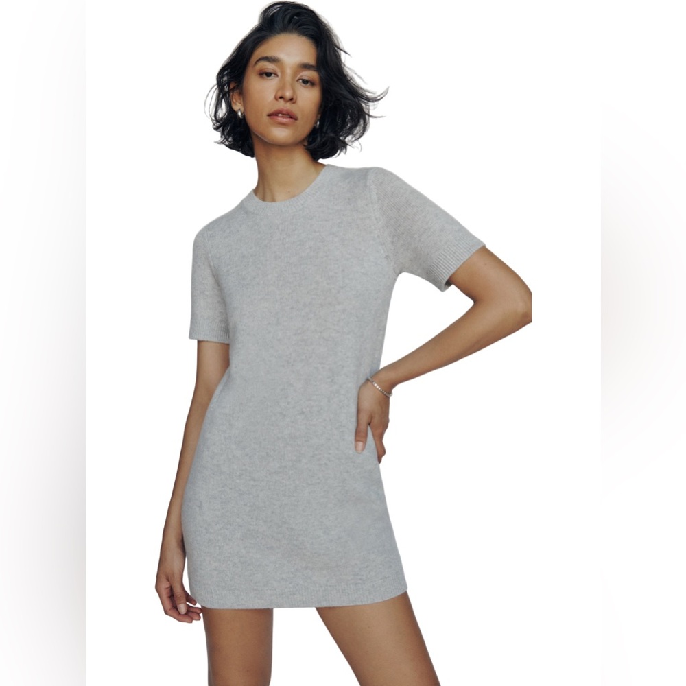 Reformation | Light Gray Short Sleeve Cashmere Mini Dress (sz M)